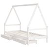 Cama Individual | Cama Infantil | Estructura Cama Niños Con Cajones Madera Pino Blanco 80x200 Cm Cfw150100