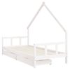 Cama Individual | Cama Infantil | Estructura Cama Niños Con Cajones Madera Pino Blanco 90x200 Cm Cfw839172