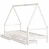 Cama Individual | Cama Infantil | Estructura Cama Niños Con Cajones Madera Pino Blanco 90x200 Cm Cfw261688