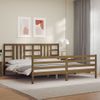 Cama Matrimonial | Cama Para Adultos | Estructura Cama Y Cabecero Madera Maciza Marrón Miel 200x200 Cm Cfw255374