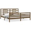 Cama Matrimonial | Cama Para Adultos | Estructura Cama Y Cabecero Madera Maciza Marrón Miel 200x200 Cm Cfw255374