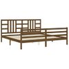 Cama Matrimonial | Cama Para Adultos | Estructura Cama Y Cabecero Madera Maciza Marrón Miel 200x200 Cm Cfw255374