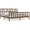 Cama Matrimonial | Cama Para Adultos | Estructura Cama Y Cabecero Madera Maciza Marrón Miel 200x200 Cm Cfw972001