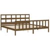 Cama Matrimonial | Cama Para Adultos | Estructura Cama Y Cabecero Madera Maciza Marrón Miel 200x200 Cm Cfw462948