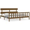 Cama Matrimonial | Cama Para Adultos | Estructura Cama Y Cabecero Madera Maciza Marrón Miel 200x200 Cm Cfw187022