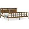 Cama Matrimonial | Cama Para Adultos | Estructura Cama Y Cabecero Madera Maciza Marrón Miel 200x200 Cm Cfw972750