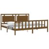 Cama Matrimonial | Cama Para Adultos | Estructura Cama Y Cabecero Madera Maciza Marrón Miel 200x200 Cm Cfw972750