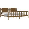 Cama Matrimonial | Cama Para Adultos | Estructura Cama Y Cabecero Madera Maciza Marrón Miel 200x200 Cm Cfw282555