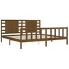 Cama Matrimonial | Cama Para Adultos | Estructura Cama Y Cabecero Madera Maciza Marrón Miel 200x200 Cm Cfw282555