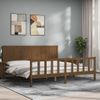 Cama Matrimonial | Cama Para Adultos | Estructura Cama Y Cabecero Madera Maciza Marrón Miel 200x200 Cm Cfw401235