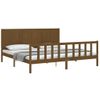 Cama Matrimonial | Cama Para Adultos | Estructura Cama Y Cabecero Madera Maciza Marrón Miel 200x200 Cm Cfw401235