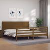 Cama Matrimonial | Cama Para Adultos | Estructura Cama Y Cabecero Madera Maciza Marrón Miel 200x200 Cm Cfw670972