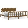 Cama Matrimonial | Cama Para Adultos | Estructura Cama Y Cabecero Madera Maciza Marrón Miel 200x200 Cm Cfw945512