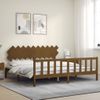 Cama Matrimonial | Cama Para Adultos | Estructura Cama Y Cabecero Madera Maciza Marrón Miel 200x200 Cm Cfw945512