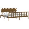 Cama Matrimonial | Cama Para Adultos | Estructura Cama Y Cabecero Madera Maciza Marrón Miel 200x200 Cm Cfw945512