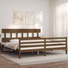 Cama Matrimonial | Cama Para Adultos | Estructura Cama Y Cabecero Madera Maciza Marrón Miel 200x200 Cm Cfw950302