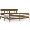 Cama Matrimonial | Cama Para Adultos | Estructura Cama Y Cabecero Madera Maciza Marrón Miel 200x200 Cm Cfw950302