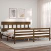 Cama Matrimonial | Cama Para Adultos | Estructura Cama Y Cabecero Madera Maciza Marrón Miel 200x200 Cm Cfw950302