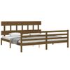 Cama Matrimonial | Cama Para Adultos | Estructura Cama Y Cabecero Madera Maciza Marrón Miel 200x200 Cm Cfw950302