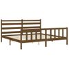 Cama Matrimonial | Cama Para Adultos | Estructura Cama Y Cabecero Madera Maciza Marrón Miel 200x200 Cm Cfw111635