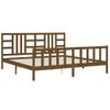 Cama Matrimonial | Cama Para Adultos | Estructura Cama Y Cabecero Madera Maciza Marrón Miel 200x200 Cm Cfw462470