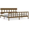 Cama Matrimonial | Cama Para Adultos | Estructura Cama Y Cabecero Madera Maciza Marrón Miel 200x200 Cm Cfw440789