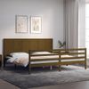 Cama Matrimonial | Cama Para Adultos | Estructura Cama Y Cabecero Madera Maciza Marrón Miel 200x200 Cm Cfw635181