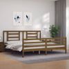 Cama Matrimonial | Cama Para Adultos | Estructura Cama Y Cabecero Madera Maciza Marrón Miel 200x200 Cm Cfw921231