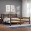 Cama Matrimonial | Cama Para Adultos | Estructura Cama Y Cabecero Madera Maciza Marrón Miel 200x200 Cm Cfw921231