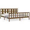 Cama Matrimonial | Cama Para Adultos | Estructura Cama Y Cabecero Madera Maciza Marrón Miel 200x200 Cm Cfw796724