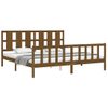 Cama Matrimonial | Cama Para Adultos | Estructura Cama Y Cabecero Madera Maciza Marrón Miel 200x200 Cm Cfw796724