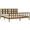 Cama Matrimonial | Cama Para Adultos | Estructura Cama Y Cabecero Madera Maciza Marrón Miel 200x200 Cm Cfw796724