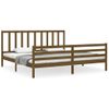 Cama Matrimonial | Cama Para Adultos | Estructura Cama Y Cabecero Madera Maciza Marrón Miel 200x200 Cm Cfw825815