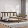 Cama Matrimonial | Cama Para Adultos | Estructura Cama Y Cabecero Madera Maciza Marrón Miel 200x200 Cm Cfw825815