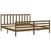 Cama Matrimonial | Cama Para Adultos | Estructura Cama Y Cabecero Madera Maciza Marrón Miel 200x200 Cm Cfw825815