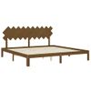 Cama Matrimonial | Cama Para Adultos | Estructura Cama Y Cabecero Madera Maciza Marrón Miel 200x200 Cm Cfw766011