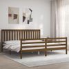 Cama Matrimonial | Cama Para Adultos | Estructura Cama Y Cabecero Madera Maciza Marrón Miel 200x200 Cm Cfw565223