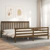 Cama Matrimonial | Cama Para Adultos | Estructura Cama Y Cabecero Madera Maciza Marrón Miel 200x200 Cm Cfw565223