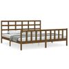 Cama Matrimonial | Cama Para Adultos | Estructura Cama Y Cabecero Madera Maciza Marrón Miel 200x200 Cm Cfw825128