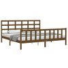 Cama Matrimonial | Cama Para Adultos | Estructura Cama Y Cabecero Madera Maciza Marrón Miel 200x200 Cm Cfw825128