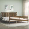 Cama Matrimonial | Cama Para Adultos | Estructura Cama Y Cabecero Madera Maciza Marrón Miel 200x200 Cm Cfw222637