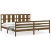 Cama Matrimonial | Cama Para Adultos | Estructura Cama Y Cabecero Madera Maciza Marrón Miel 200x200 Cm Cfw222637