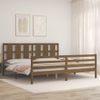 Cama Matrimonial | Cama Para Adultos | Estructura Cama Y Cabecero Madera Maciza Marrón Miel 200x200 Cm Cfw222637