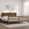 Cama Matrimonial | Cama Para Adultos | Estructura Cama Y Cabecero Madera Maciza Marrón Miel 200x200 Cm Cfw214030