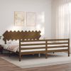 Cama Matrimonial | Cama Para Adultos | Estructura Cama Y Cabecero Madera Maciza Marrón Miel 200x200 Cm Cfw214030