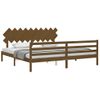 Cama Matrimonial | Cama Para Adultos | Estructura Cama Y Cabecero Madera Maciza Marrón Miel 200x200 Cm Cfw214030