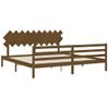 Cama Matrimonial | Cama Para Adultos | Estructura Cama Y Cabecero Madera Maciza Marrón Miel 200x200 Cm Cfw214030