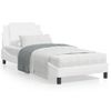 Cama Individual | Cama Para Adultos | Estructura De Cama Cabecero Cuero Sintético Blanco 100x200 Cm Cfw90495