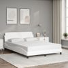 Cama Matrimonial | Cama Para Adultos | Estructura De Cama Cabecero Cuero Sintético Blanco 120x200 Cm Cfw555443