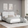 Cama Matrimonial | Cama Para Adultos | Estructura De Cama Cabecero Cuero Sintético Blanco 140x190 Cm Cfw773516